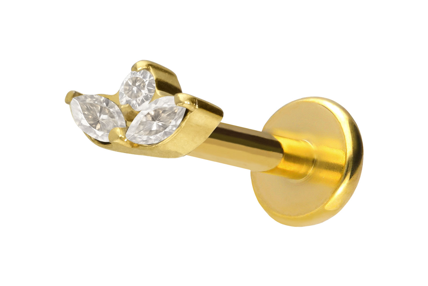 Titan Labret Piercing mit Push Fit LOTUSBLÜTE